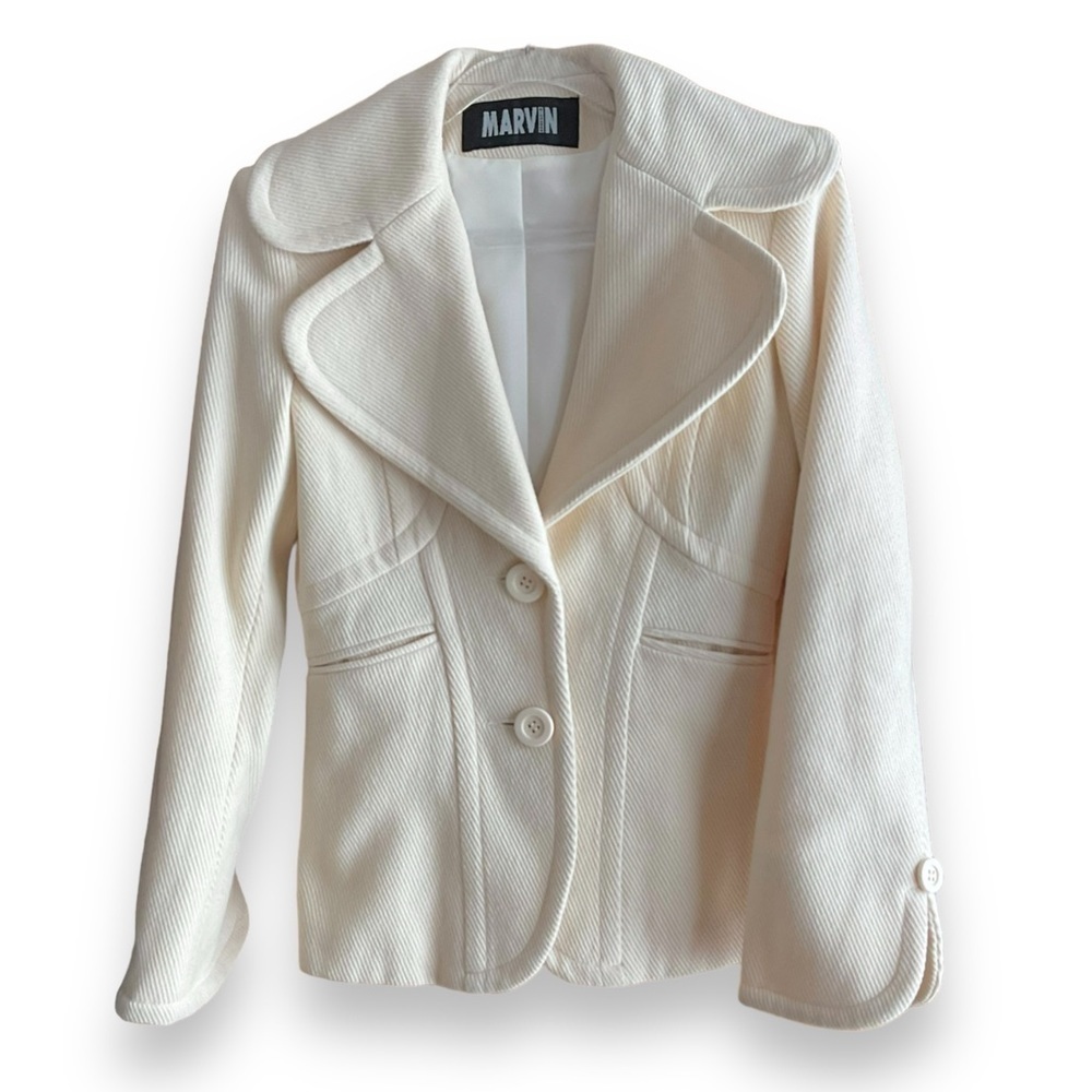 Marvin Richards Jacket Wool Blazer Pea Coat White Cream Ivory‎ Womens Size XS